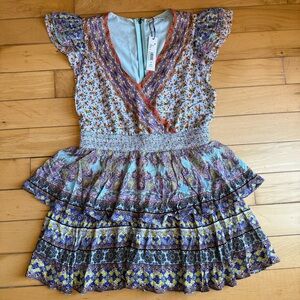 Alice + Olivia Mariska Mixed Print Skort Romper Short Dress In Ritzy Size: 8